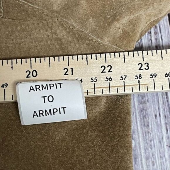 VENEZIA Womens Suede Leather Jacket Size 14/16 Beige Button Down‎ - Picture 9 of 12